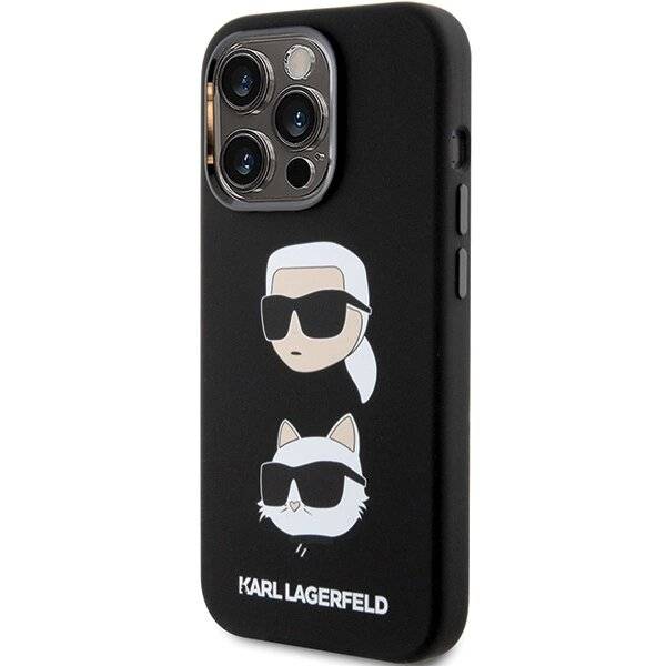 Karl Lagerfeld Silikon Karl&Choupette Head Hülle iPhone 15 Pro Max – Schwarz
