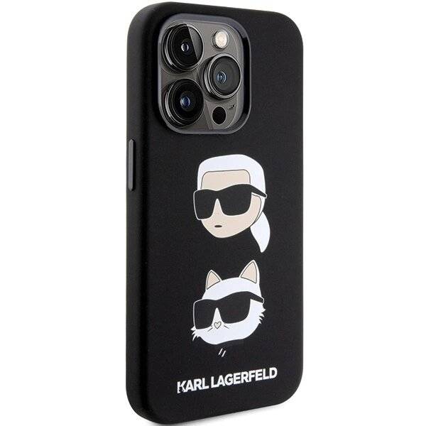 Karl Lagerfeld Silikon Karl&Choupette Head Hülle iPhone 15 Pro Max – Schwarz