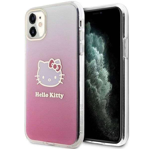 Hello Kitty IML Gradient Electrop Head Hülle iPhone 11 / Xr – Pink