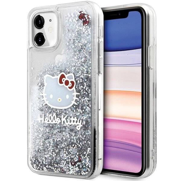 Hello Kitty Liquid Glitter Charms Head Hülle iPhone 11 / Xr – Silber