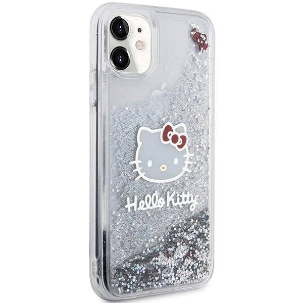 Hello Kitty Liquid Glitter Charms Head Hülle iPhone 11 / Xr – Silber