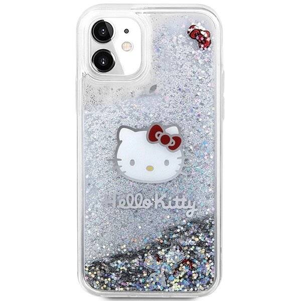 Hello Kitty Liquid Glitter Charms Head Hülle iPhone 11 / Xr – Silber