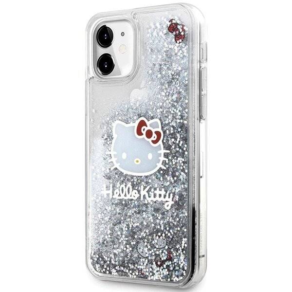 Hello Kitty Liquid Glitter Charms Head Hülle iPhone 11 / Xr – Silber