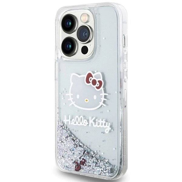 Hello Kitty Liquid Glitter Charms Head Hülle iPhone 14 Pro – Silber