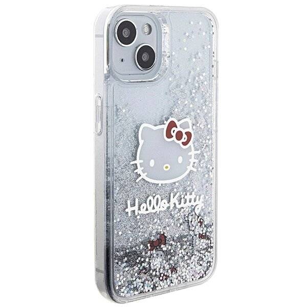 Hello Kitty Liquid Glitter Charms Head Hülle iPhone 14 – Silber