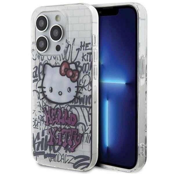 Hello Kitty IML On Bricks Graffiti Hülle iPhone 15 Pro – weiß