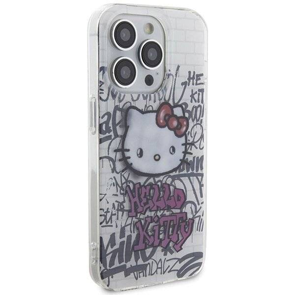 Hello Kitty IML On Bricks Graffiti Hülle iPhone 15 Pro – weiß