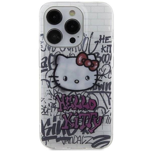 Hello Kitty IML On Bricks Graffiti Hülle iPhone 15 Pro – weiß