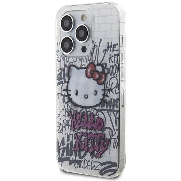 Hello Kitty IML On Bricks Graffiti Hülle iPhone 15 Pro – weiß