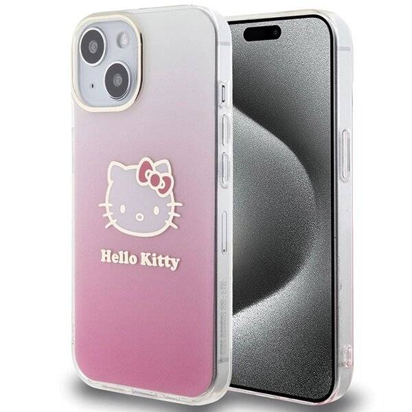 Hello Kitty IML Gradient Electrop Head Hülle iPhone 15 – Rosa