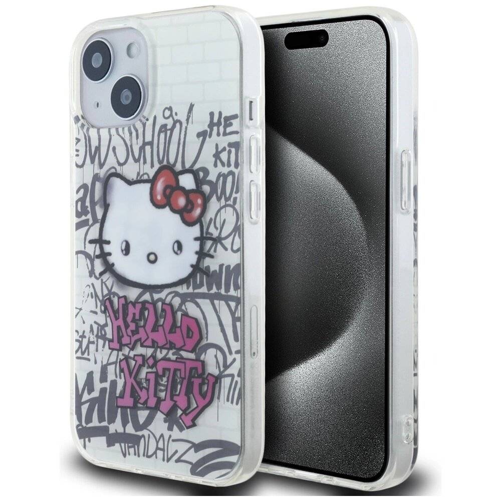 Hello Kitty IML On Bricks Graffiti Hülle iPhone 15 – weiß