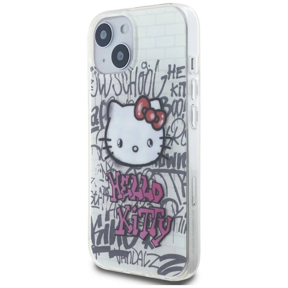 Hello Kitty IML On Bricks Graffiti Hülle iPhone 15 – weiß