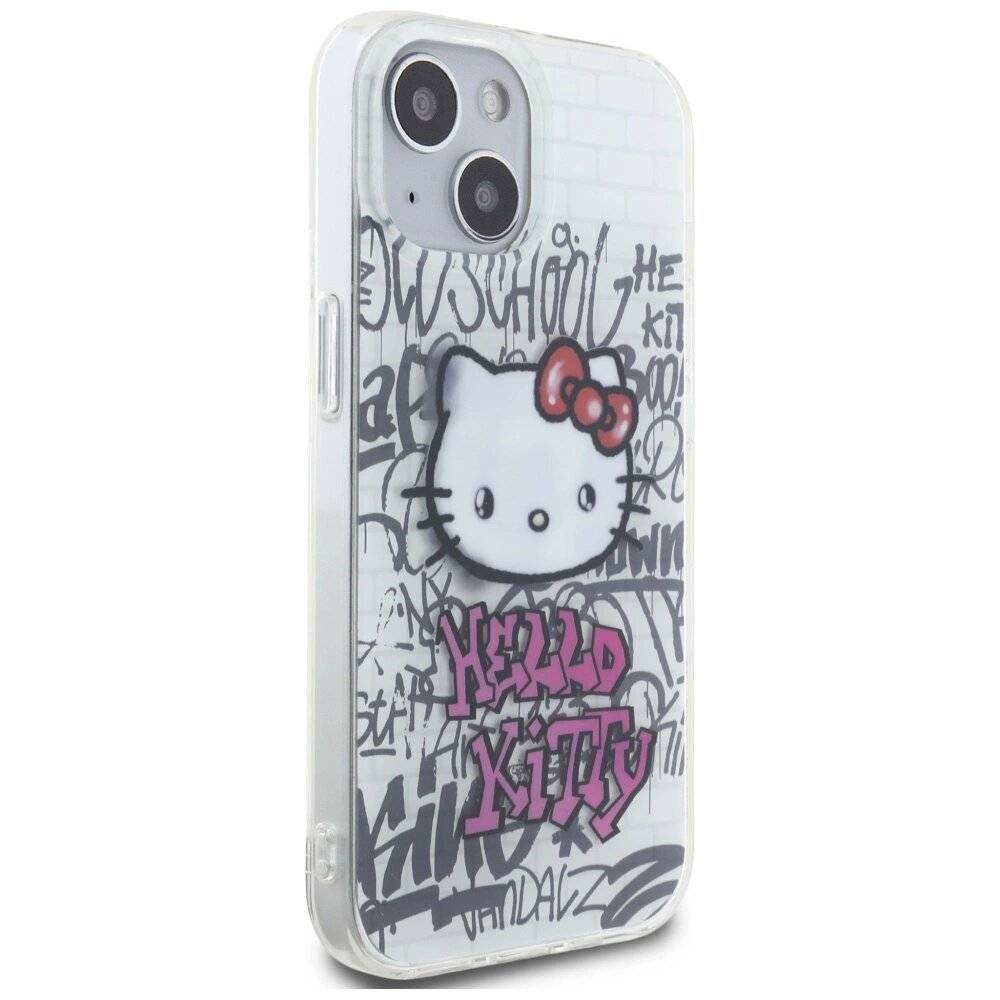 Hello Kitty IML On Bricks Graffiti Hülle iPhone 15 – weiß