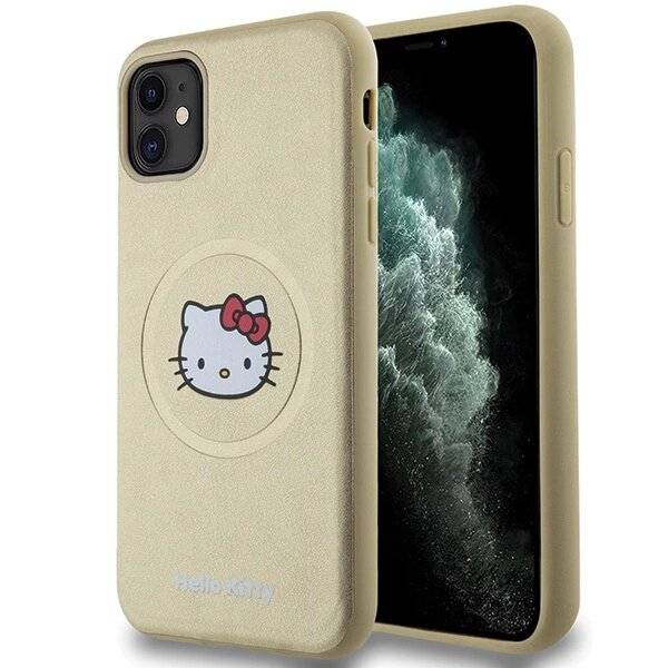 Hello Kitty Head MagSafe-Hülle Leder iPhone 11 / Xr – Gold