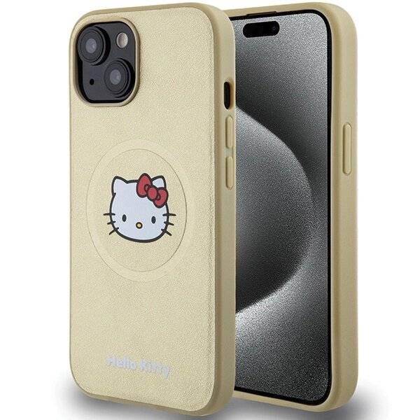 Hello Kitty Head MagSafe-Hülle Leder iPhone 14 – Gold