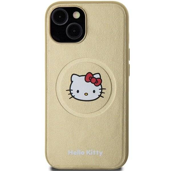 Hello Kitty Head MagSafe-Hülle Leder iPhone 14 – Gold