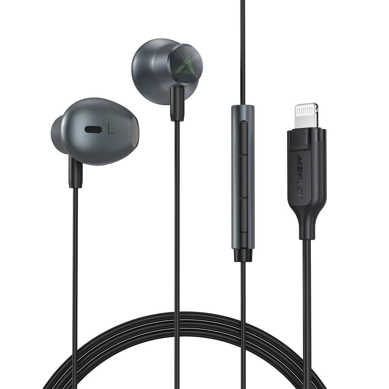 Acefast L1 In-Ear-Kopfhörer Lightning-Anschluss, Mikrofon Fernbedienung 1,2 m – Schwarz