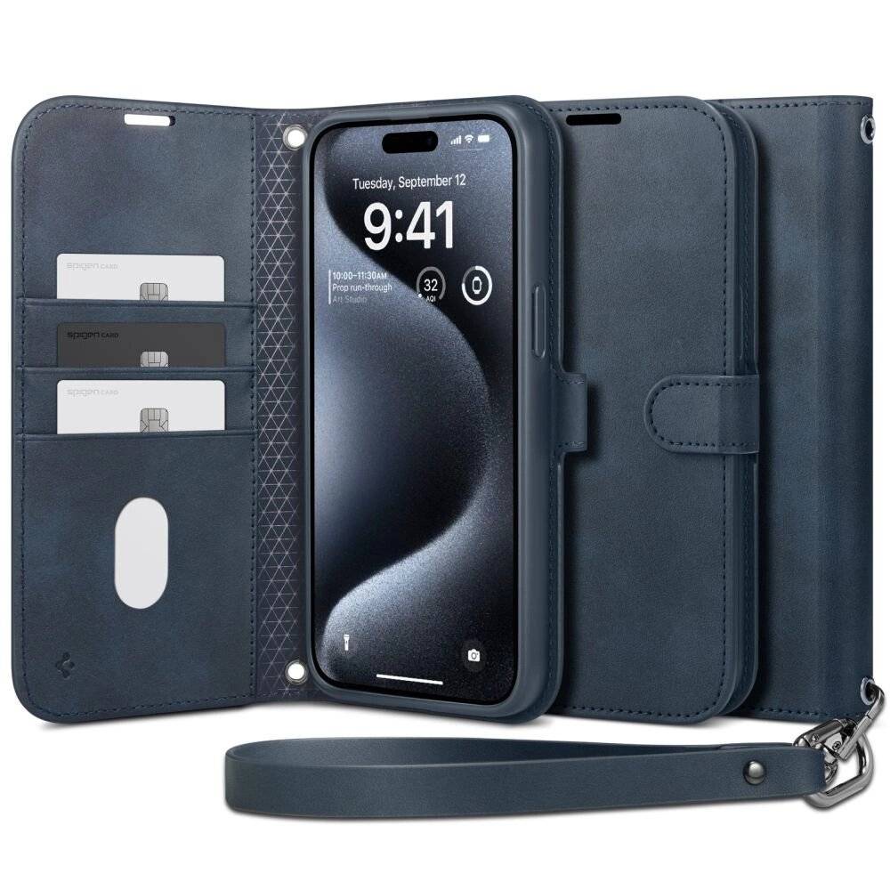 Spigen Wallet S Pro Hülle iPhone 15 – Marineblau