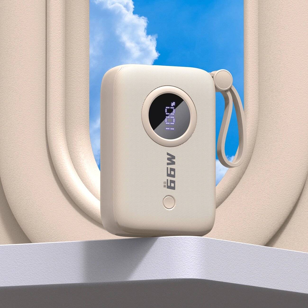 Dudao K14 10000 mAh Powerbank USB-C/ Lightning -Kabeln – Beige