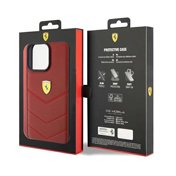 Ferrari Lederhülle genähten Linien iPhone 15 Pro Max – Rot