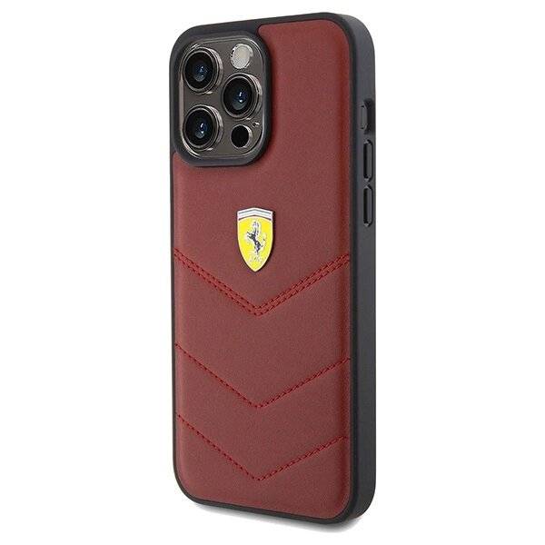 Ferrari Lederhülle genähten Linien iPhone 15 Pro Max – Rot