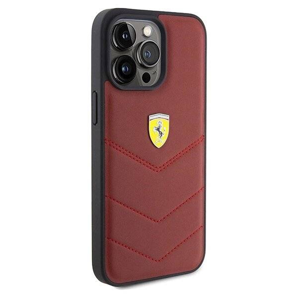 Ferrari Lederhülle genähten Linien iPhone 15 Pro Max – Rot