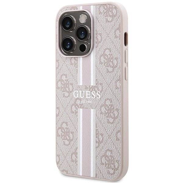 Guess 4G Printed Stripes MagSafe-Hülle iPhone 15 Pro – Rosa