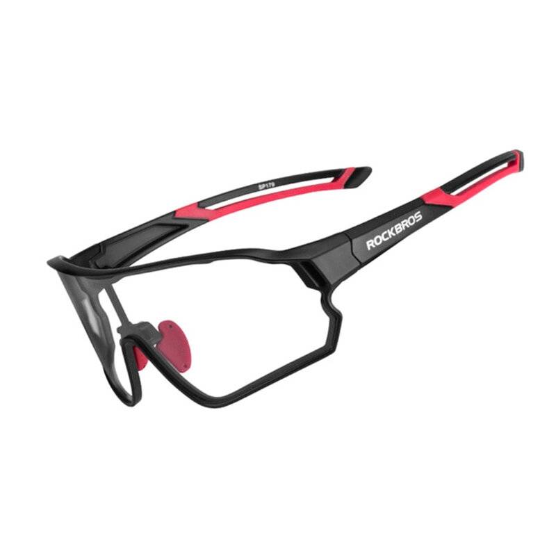 Sportliche schwarz-rote Wraparound-Sonnenbrille mit „ROCKBROS