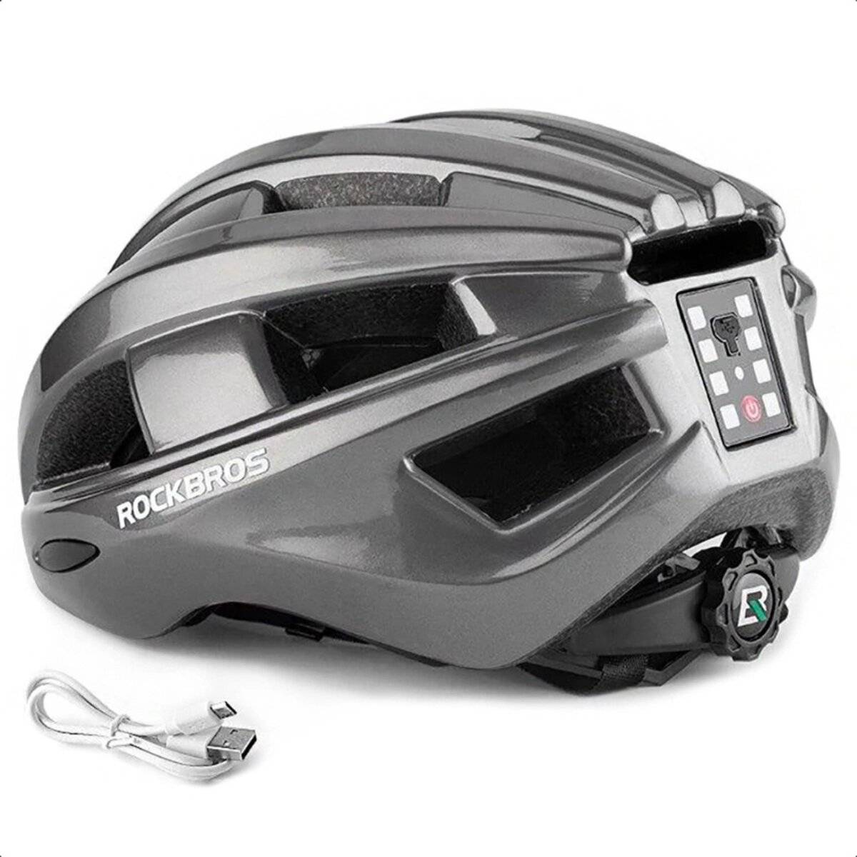 Rockbros ZK-013TI Fahrradhelm mit LED, Universalgröße 55–60 cm, Grau