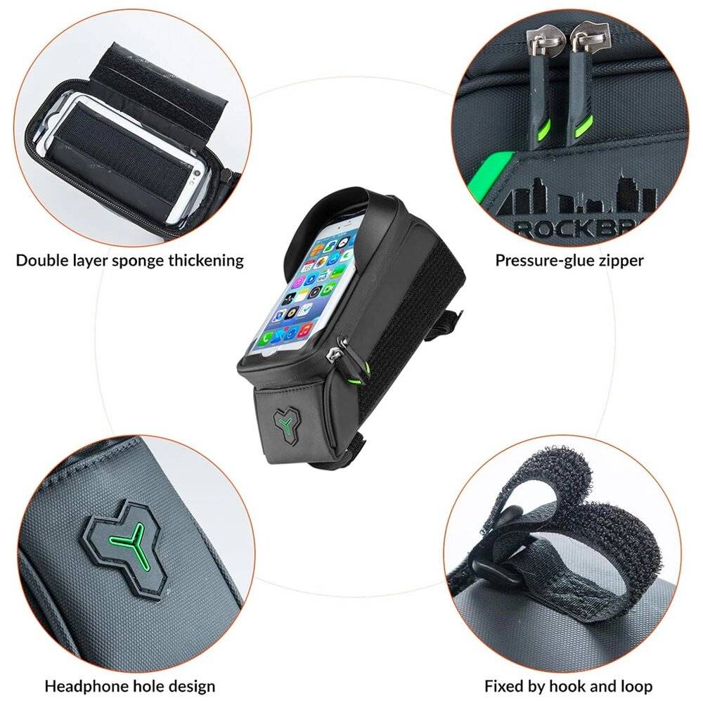 Rockbros 029-1BK Fahrradtasche Rahmen Telefonabdeckung – Schwarz