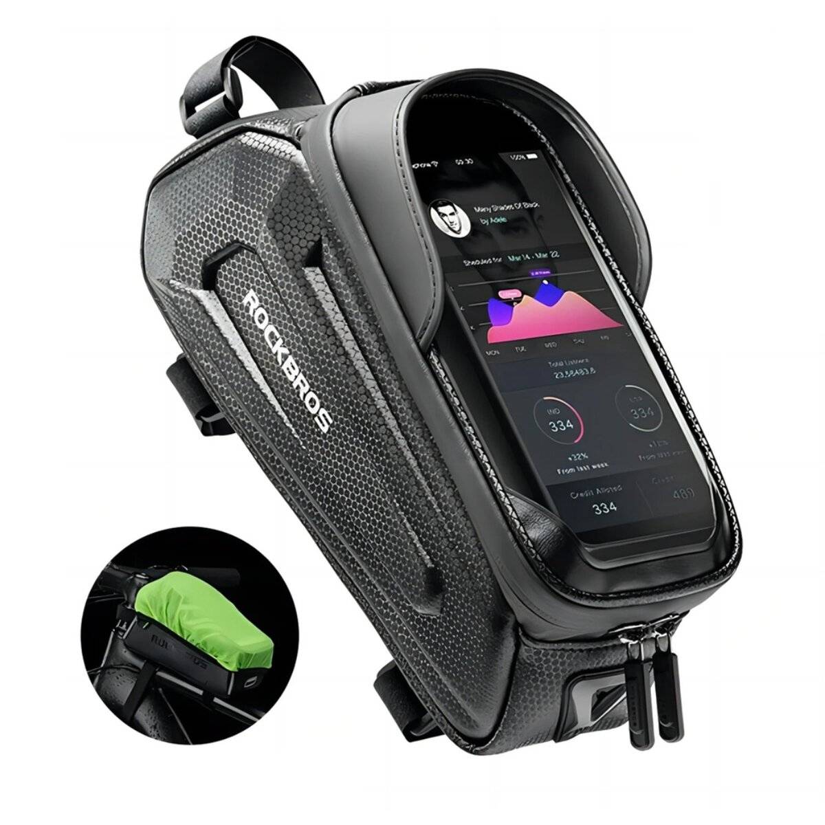 Rockbros B68 Fahrradtasche Rahmen 1,7L mit Handyfach Schwarz
