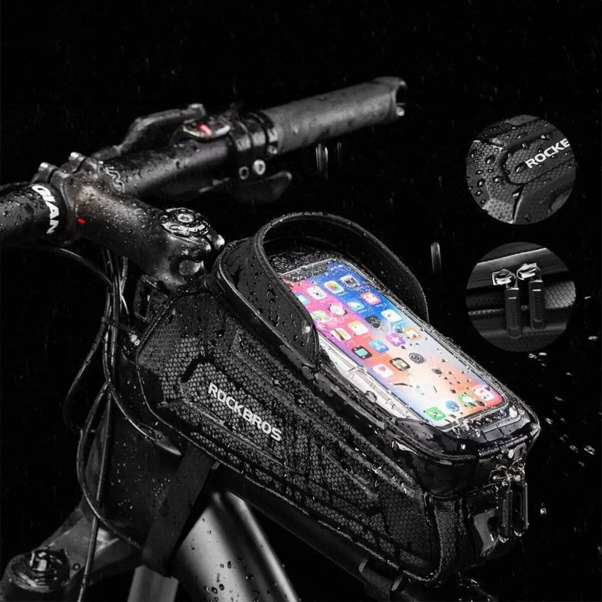 Rockbros B68 Fahrradtasche gepanzerten Rahmen Handytasche Abdeckung 1,7 l – Schwarz