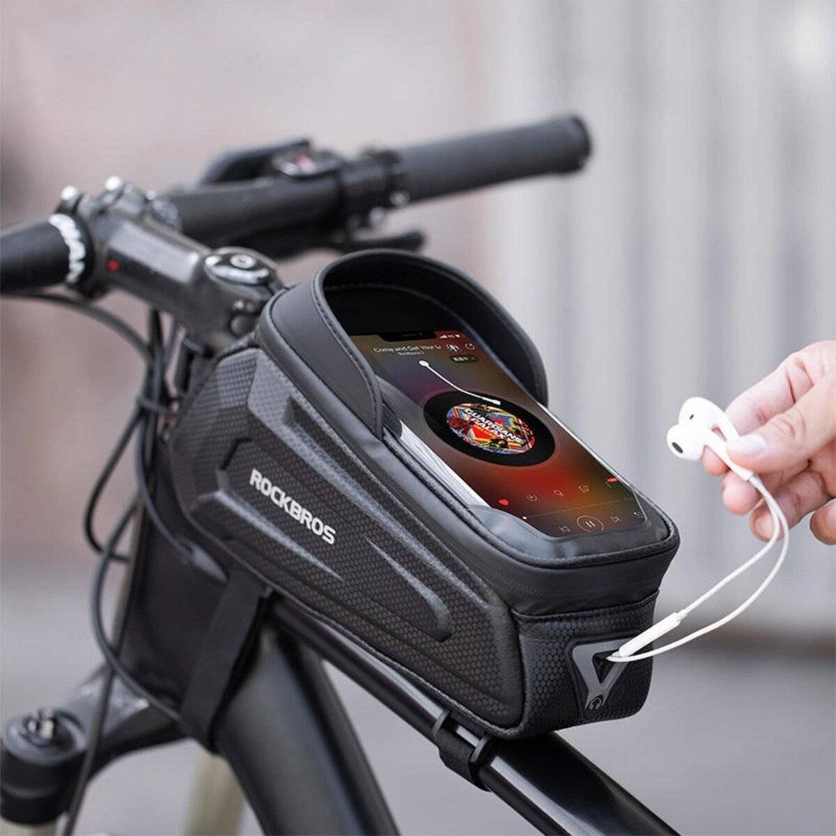 Rockbros B68 Fahrradtasche gepanzerten Rahmen Handytasche Abdeckung 1,7 l – Schwarz