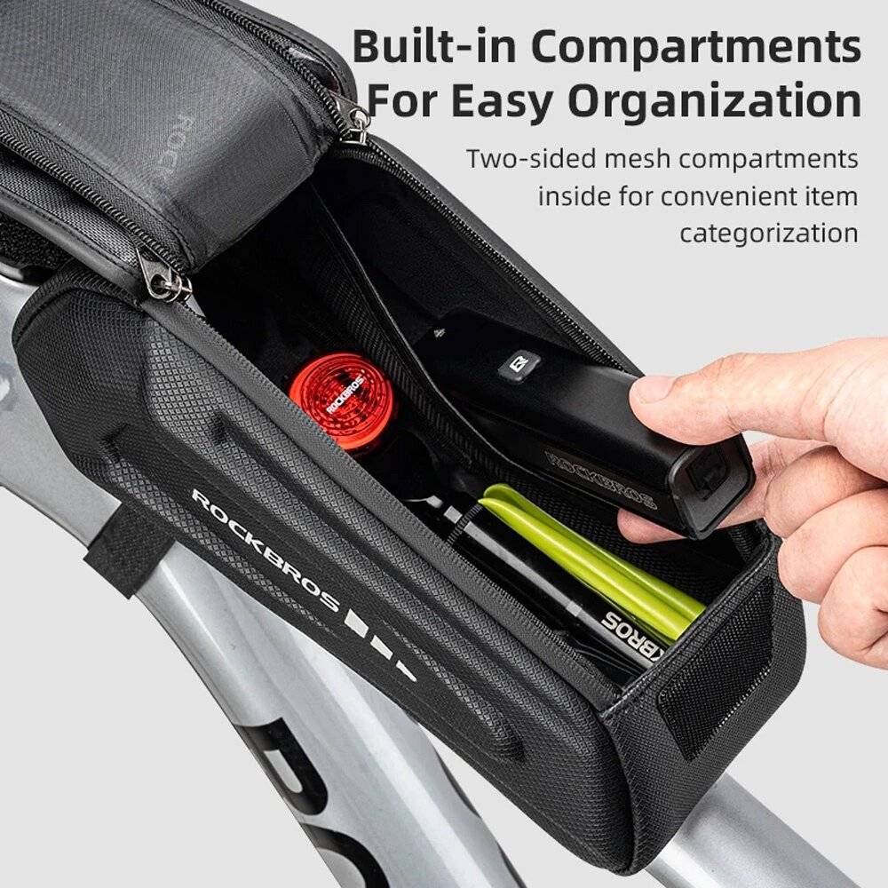 Rockbros 30120064001 wasserdichte Rahmen-Fahrradtasche Telefonabdeckung – Schwarz