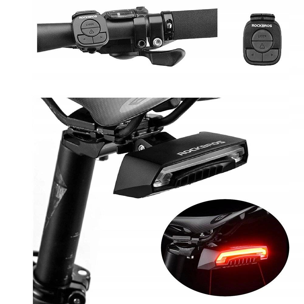 Rockbros LKWD-R1 Fahrrad-Rücklicht Laser Fernbedienung + Micro USB - USB-A Kabel Schwarz