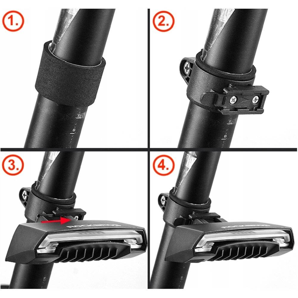 Rockbros LKWD-R1 Fahrrad-Rücklicht Laser Fernbedienung + Micro USB - USB-A Kabel Schwarz