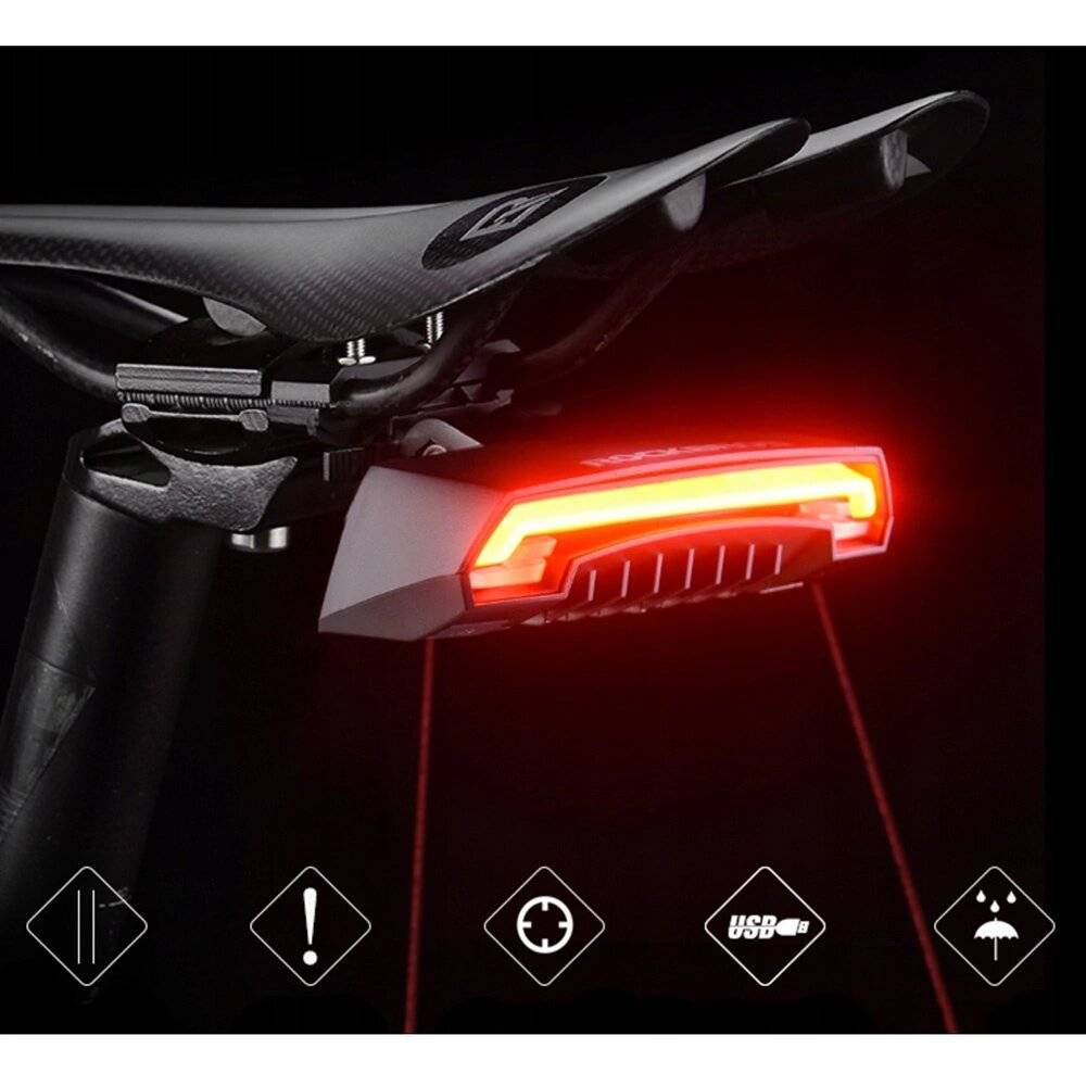 Rockbros LKWD-R1 Fahrrad-Rücklicht Laser Fernbedienung + Micro USB - USB-A Kabel Schwarz