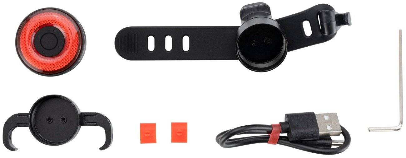 Rockbros Q5 Fahrrad Rücklicht mit intelligentem Stoppsystem, Schwarz