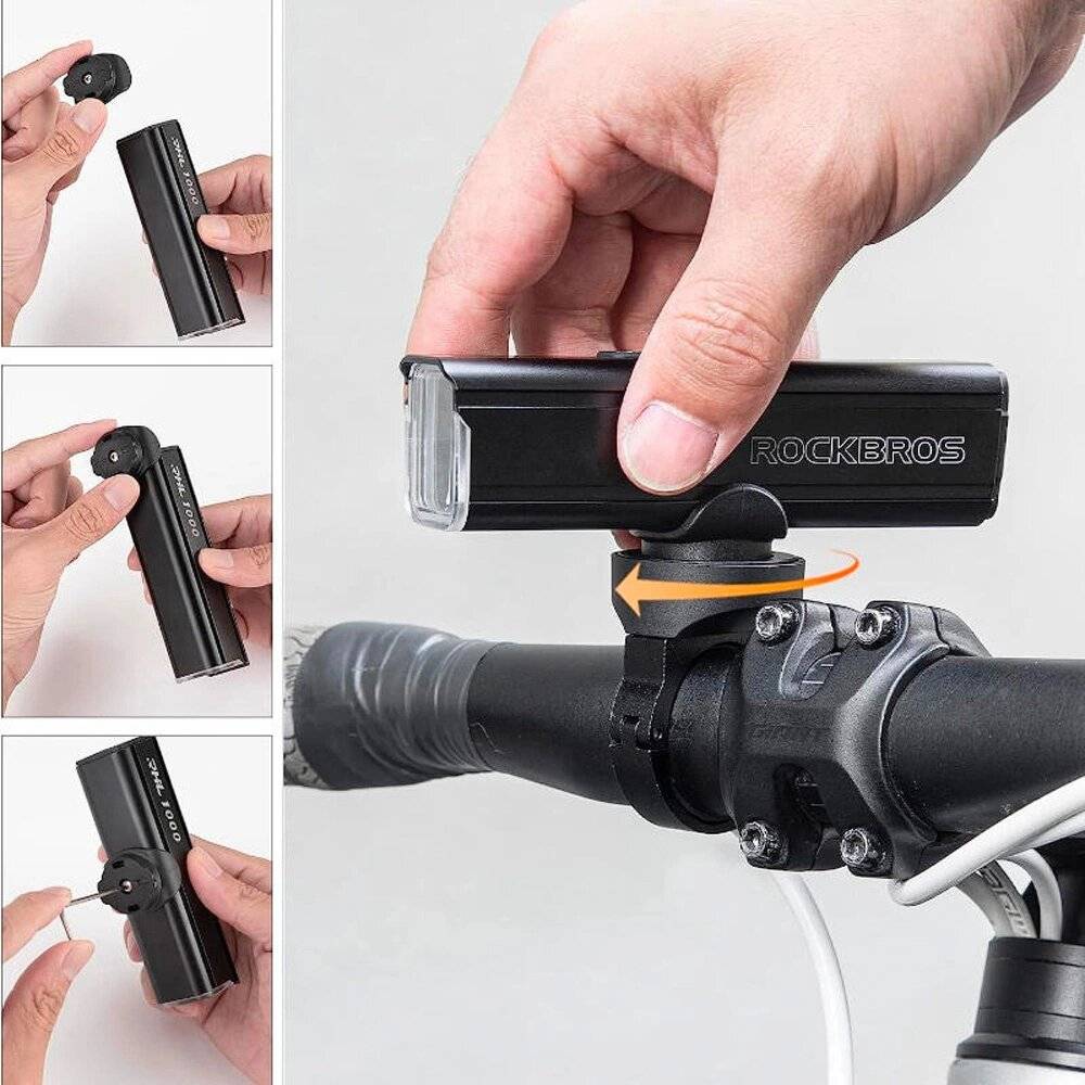 Rockbros 24610002001 Wiederaufladbar Vorderseite Fahrradlicht 1000 lm + USB-C - Schwarz