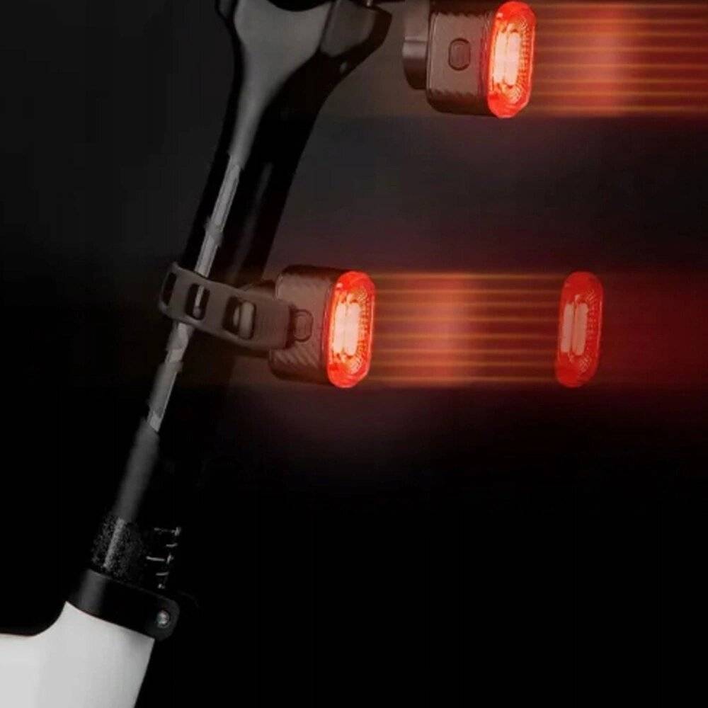 Rockbros Q2S LED-Fahrradrücklicht Smart Stop System + USB-C - USB-A Kabel Schwarz