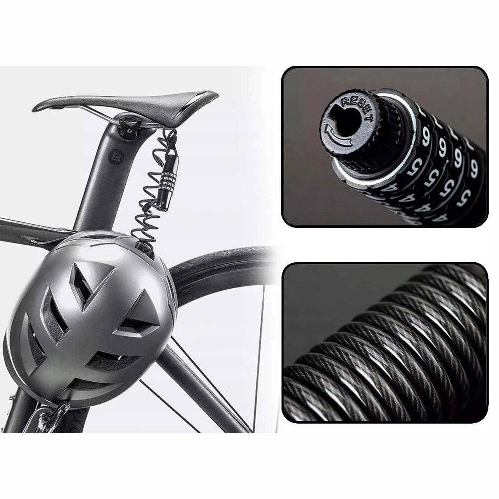 Rockbros T609 Fahrradschloss 1,5 m Zahlenkombination – Schwarz