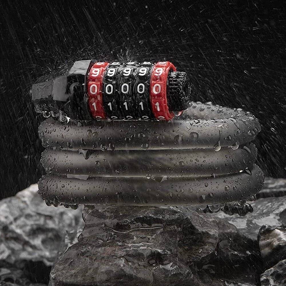 Rockbros RKS507-1BK Fahrradschloss Zahlenkombination 1,8 m – Schwarz