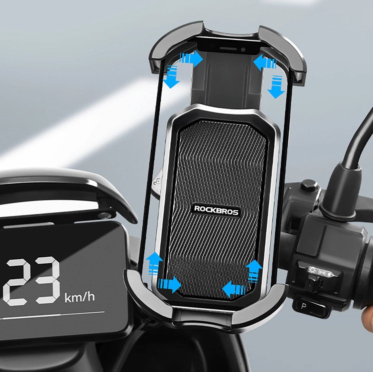 Rockbros 25210032005 Motorradspiegel-Handyhalter – Schwarz
