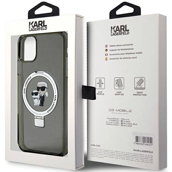 Karl Lagerfeld Ring Stand Karl&Choupette MagSafe Hülle iPhone 11 / Xr – Schwarz