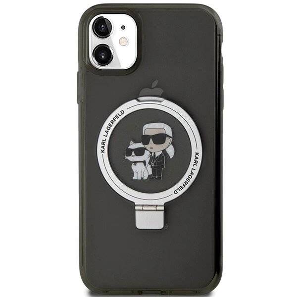 Karl Lagerfeld Ring Stand Karl&Choupette MagSafe Hülle iPhone 11 / Xr – Schwarz