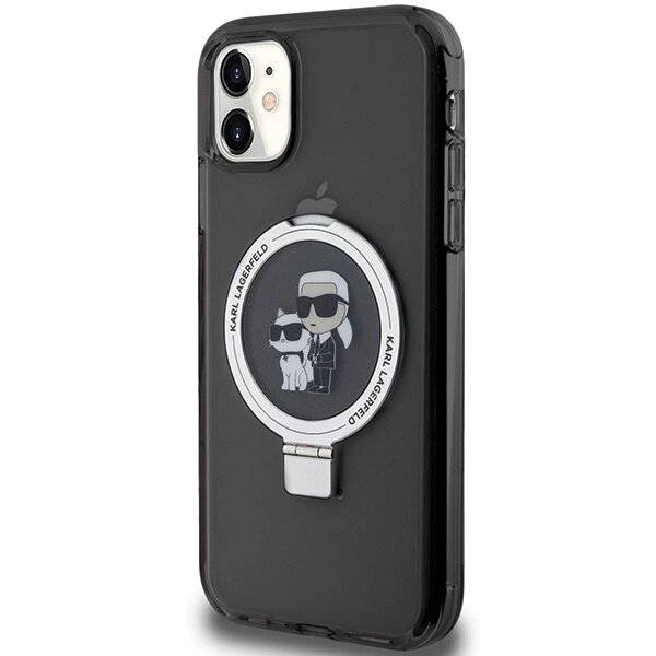 Karl Lagerfeld Ring Stand Karl&Choupette MagSafe Hülle iPhone 11 / Xr – Schwarz