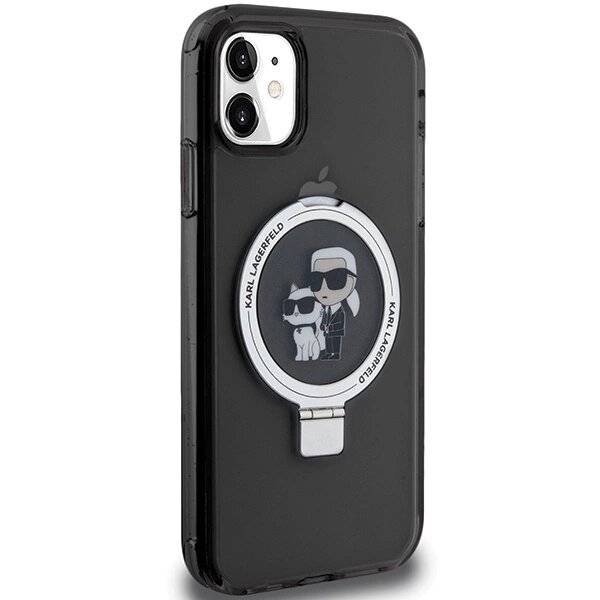 Karl Lagerfeld Ring Stand Karl&Choupette MagSafe Hülle iPhone 11 / Xr – Schwarz