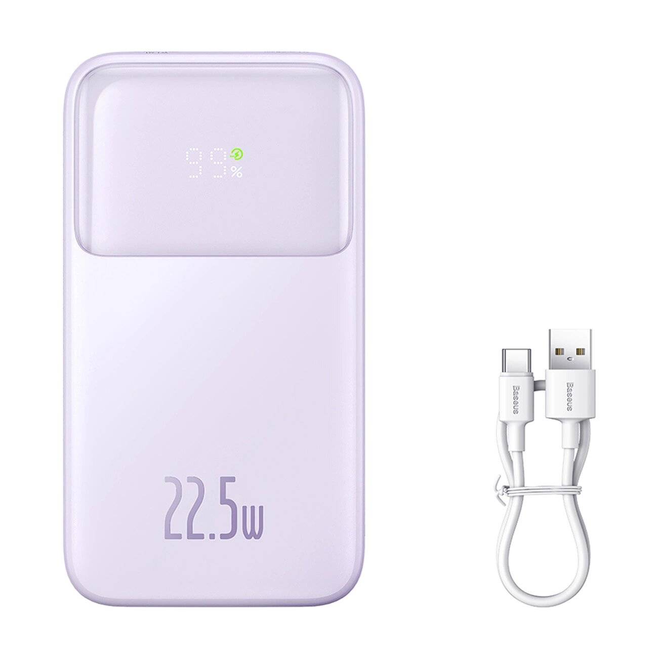 Baseus Comet Series Powerbank Display 10000 mAh 22,5 W – Lila + USB-A/USB-C-Kabel