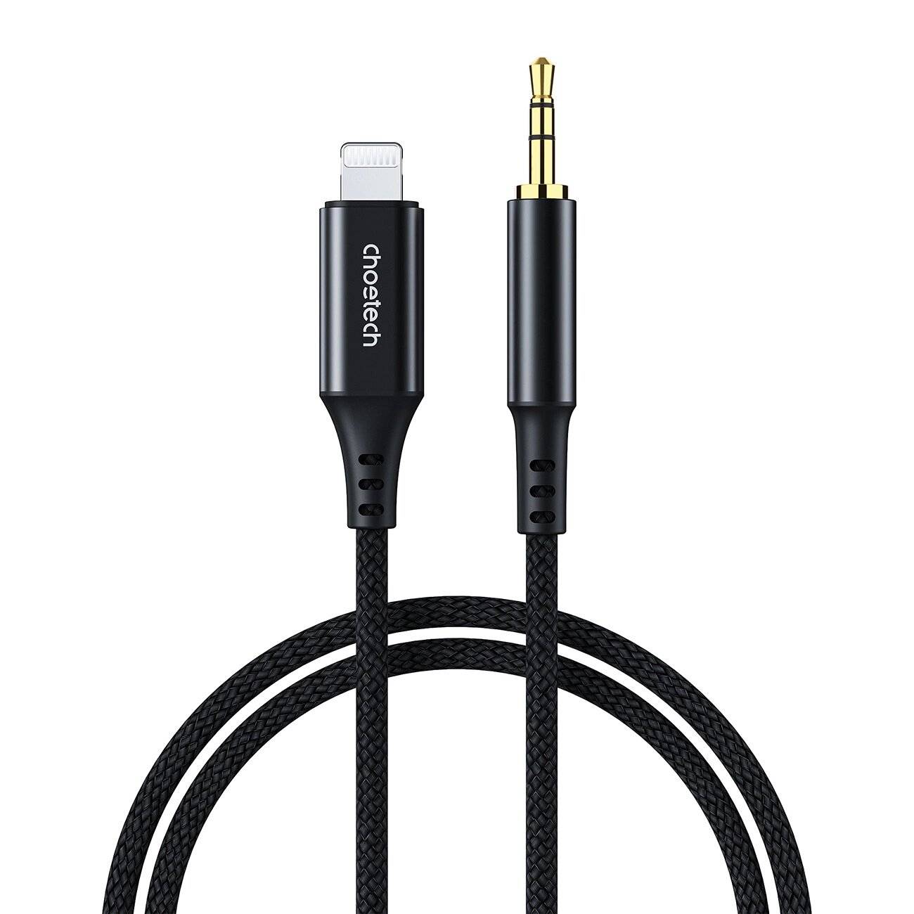 Choetech Lightning auf 3,5-mm-Klinken-Audiokabel, 2 m, geflochten, Schwarz