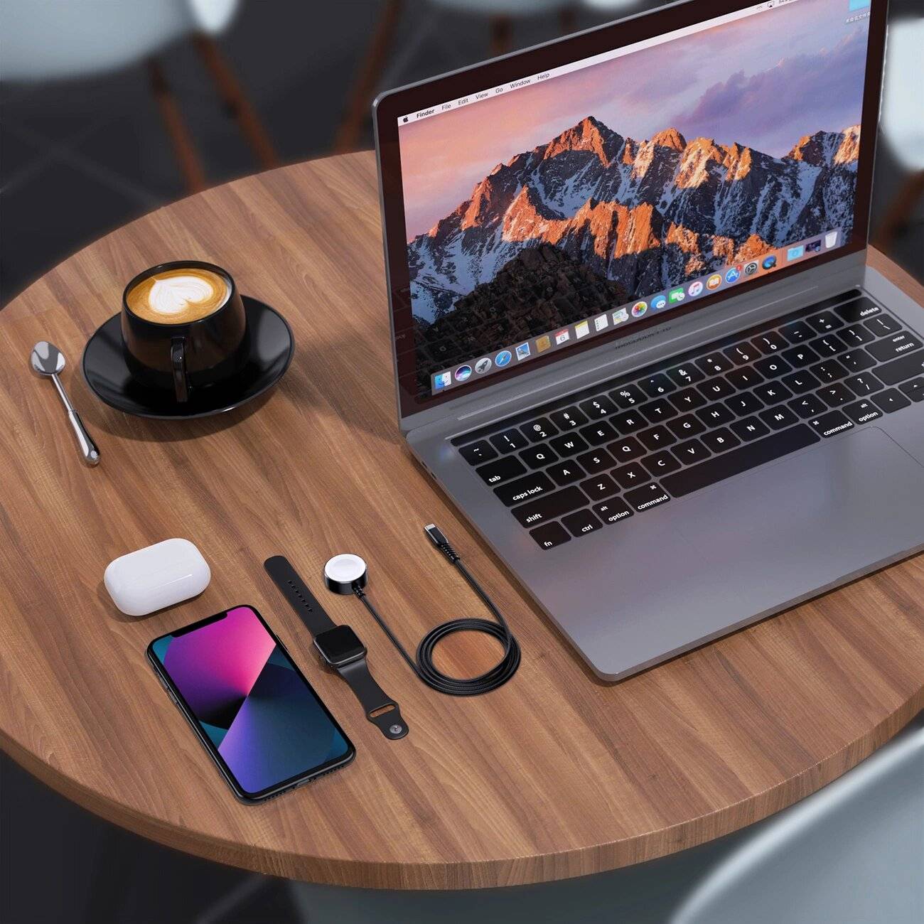 Choetech T319 MFI 5W kabelloses Ladegerät Apple Watch + USB-C-Kabel – Schwarz